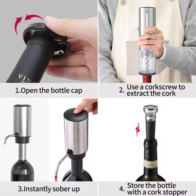 Home Bar Set - Ensemble ouvre-bouteille électrique rechargeable 4-en-1 avec