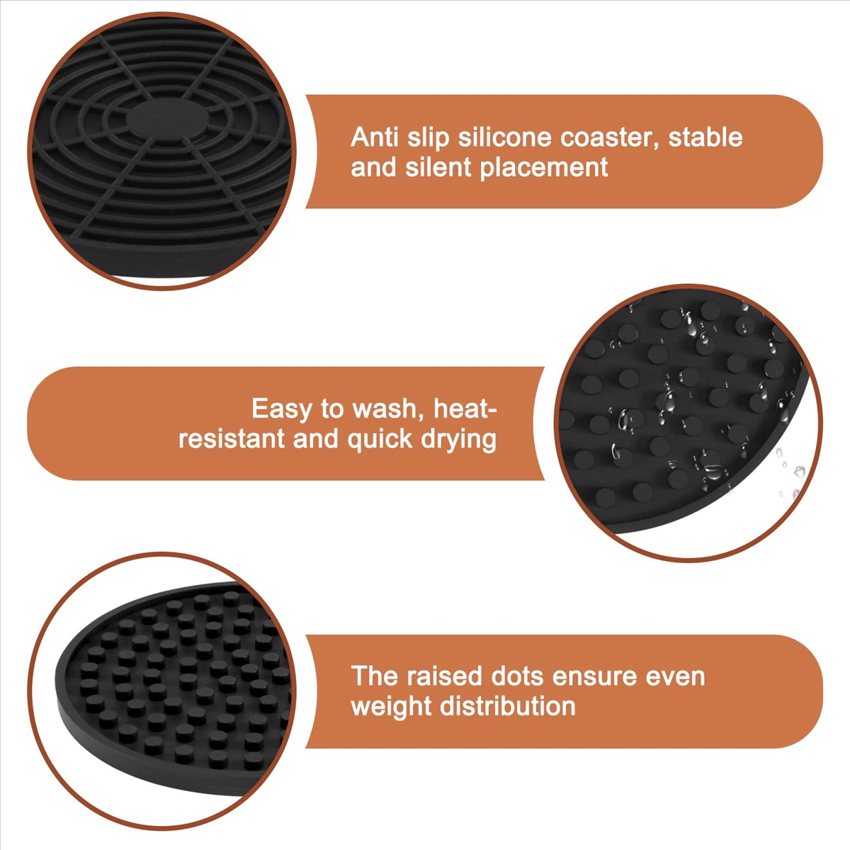Home Bar Set - [Promotions] Sous-verres ronds en silicone noir