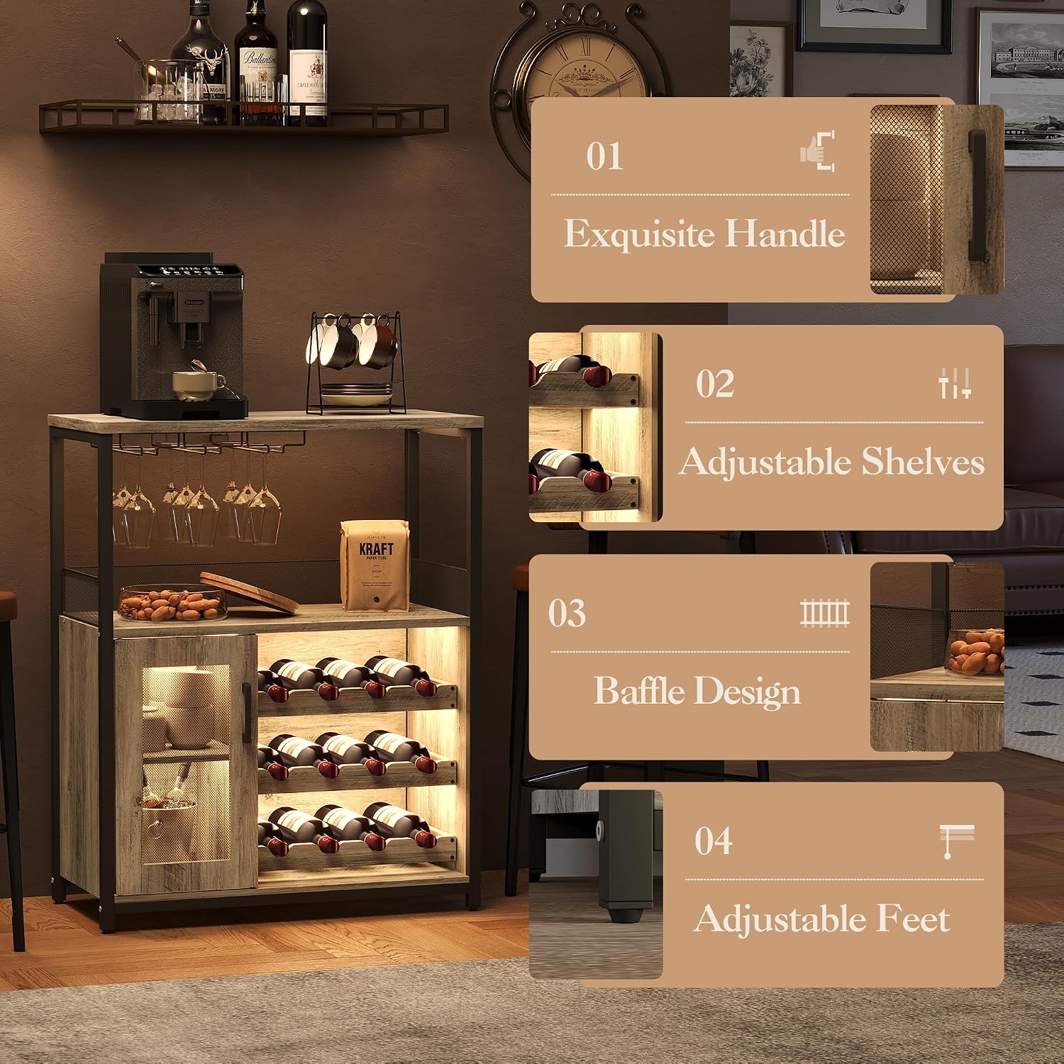 Meuble à vin à 3 niveaux avec  - Home Bar And Cabinet avis et prix