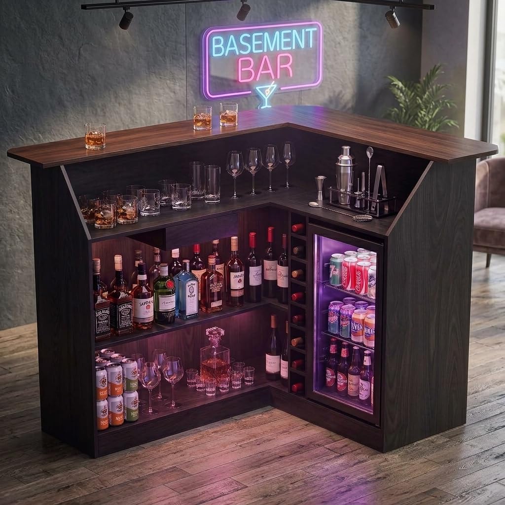 Bar d'angle de 67 po/53 po, me - Home Bar And Fridge avis et prix